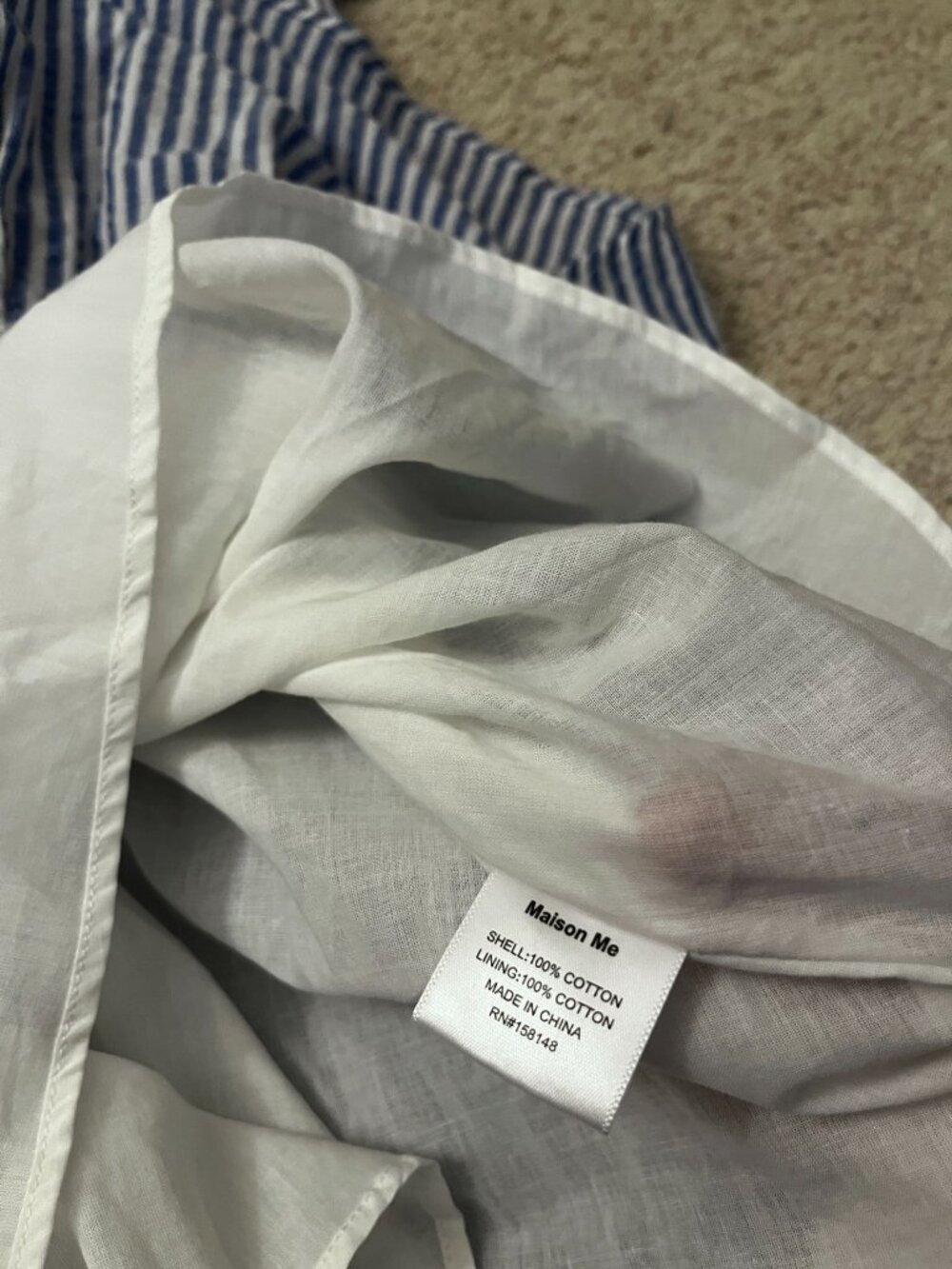 NWT Maison Me Maisonette Blue White Simone Stripe Seersucker Tiered Maxi Dress L - Picture 8 of 8